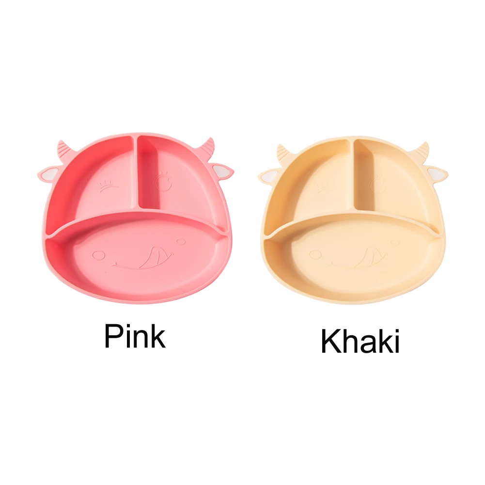 

Eating Strong Suction Non Slip Kitchen Cow Shaped Kids Home Fruit Storage Tray Silicone Food Feeding Bowl Toddler Plate Baby