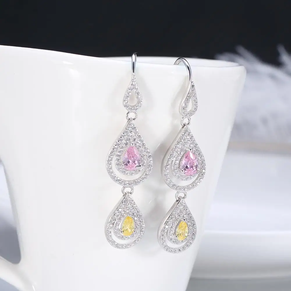 ORSA JEWELS женские серьги из чистого серебра 925 пробы длинная водяная капля форма AAA CZ женские свадебные украшения SE49