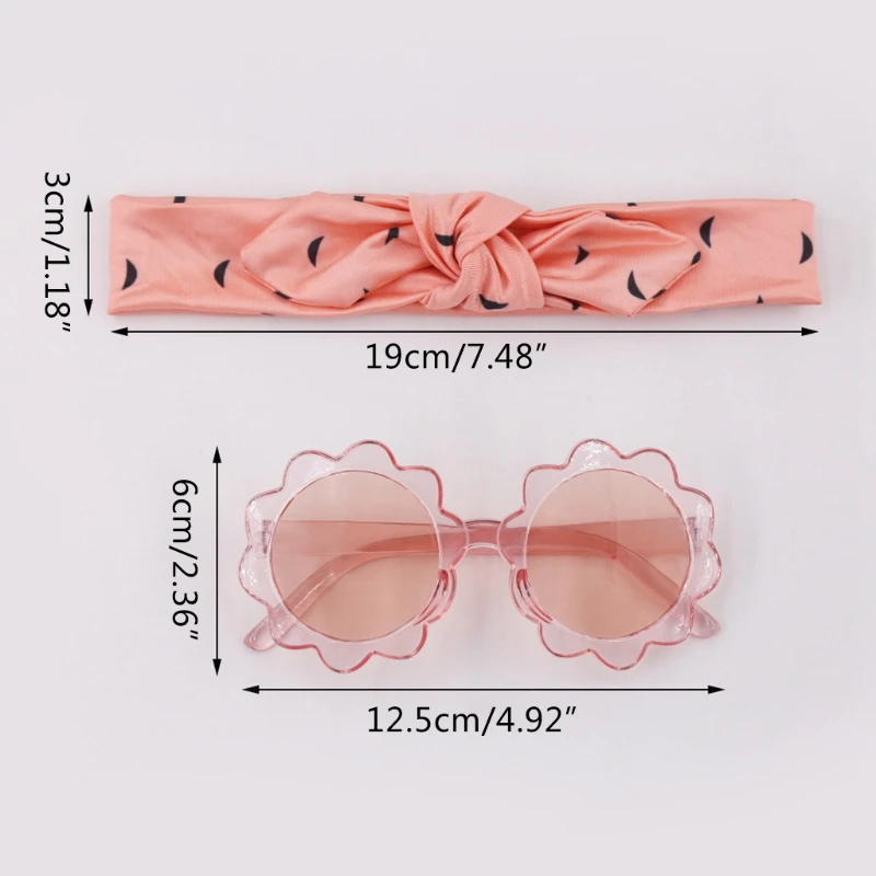 

Baby Girls Headband Sunglasses for Toddler Girls Flower Shaped Sunglasses with Cute Headband Set 0-4 years H3CD