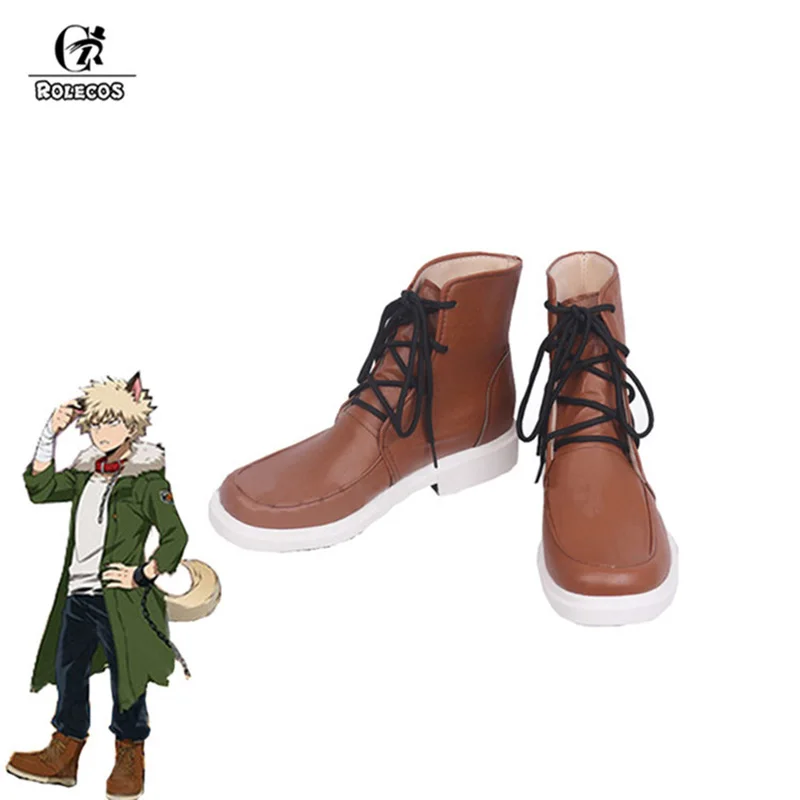 Обувь для косплея ROLECOS из аниме MHA обувь Bakugou костюм кацуки коричневые ботинки