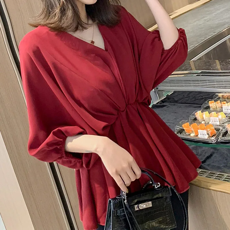 Blusas mujer de moda 2019 Женские топы и женские блузки шифоновая блузка однотонные рубашки