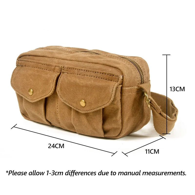 

Men's Canvas Shoulder Bag Retro Waterproof Oil Wax Messenger Bag Leisure Crossbody Bag Multifunctional Outdoor Travel Bag XA786M