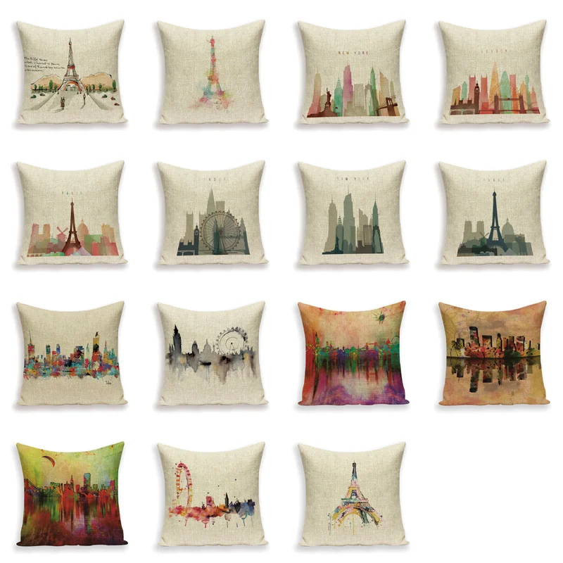 Винтажный чехол для подушки в стиле Парижа Современная Художественная всемирно