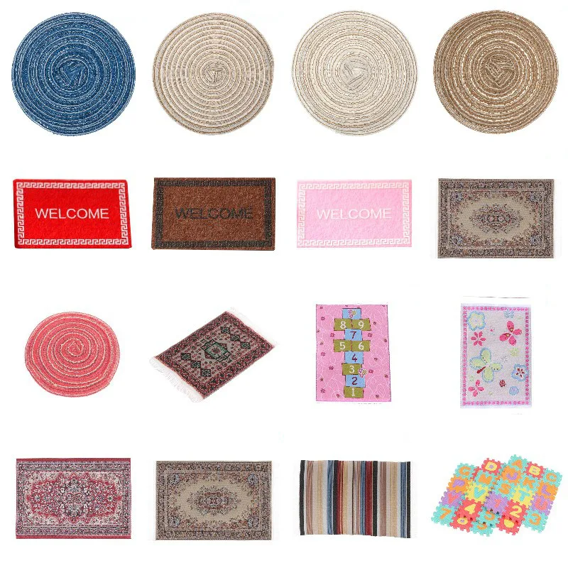 

Cute Doll House Miniature Turkey Welcome Mat Front Door Woven Rug Floor Carpet Living Room Accessories Dolls Coverings For Kids