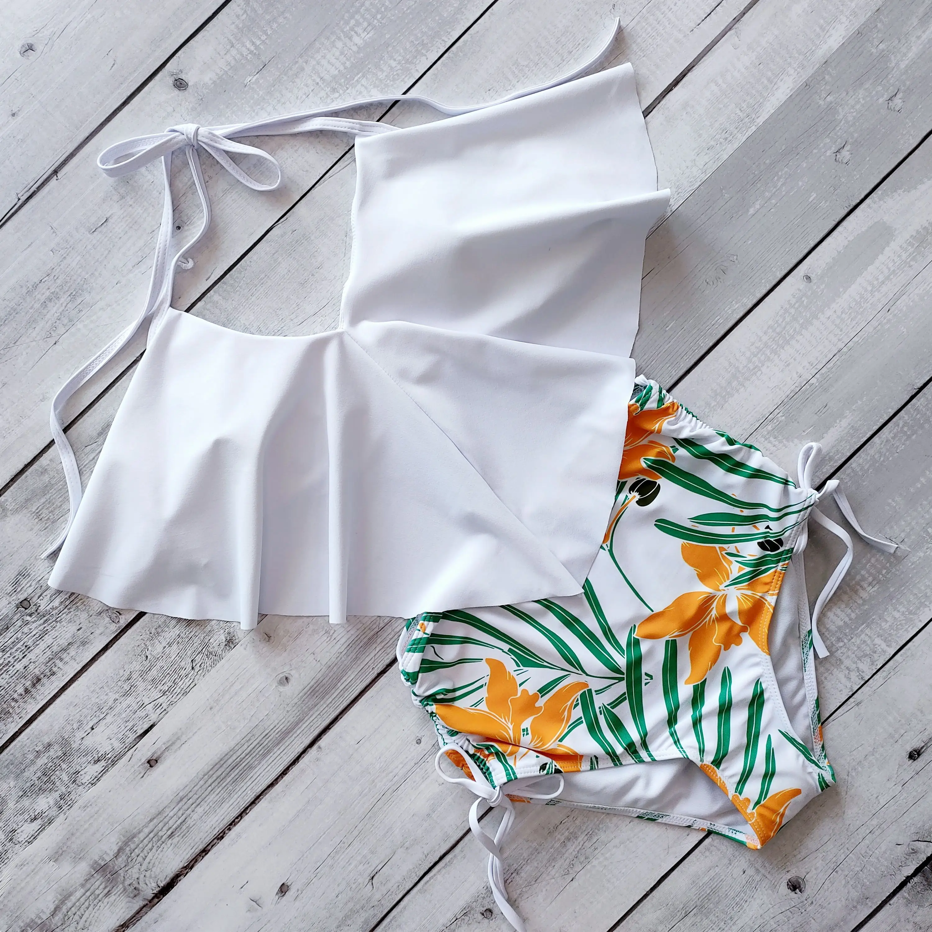 Женский комплект бикини с высокой талией винтажный купальный костюм цветочным