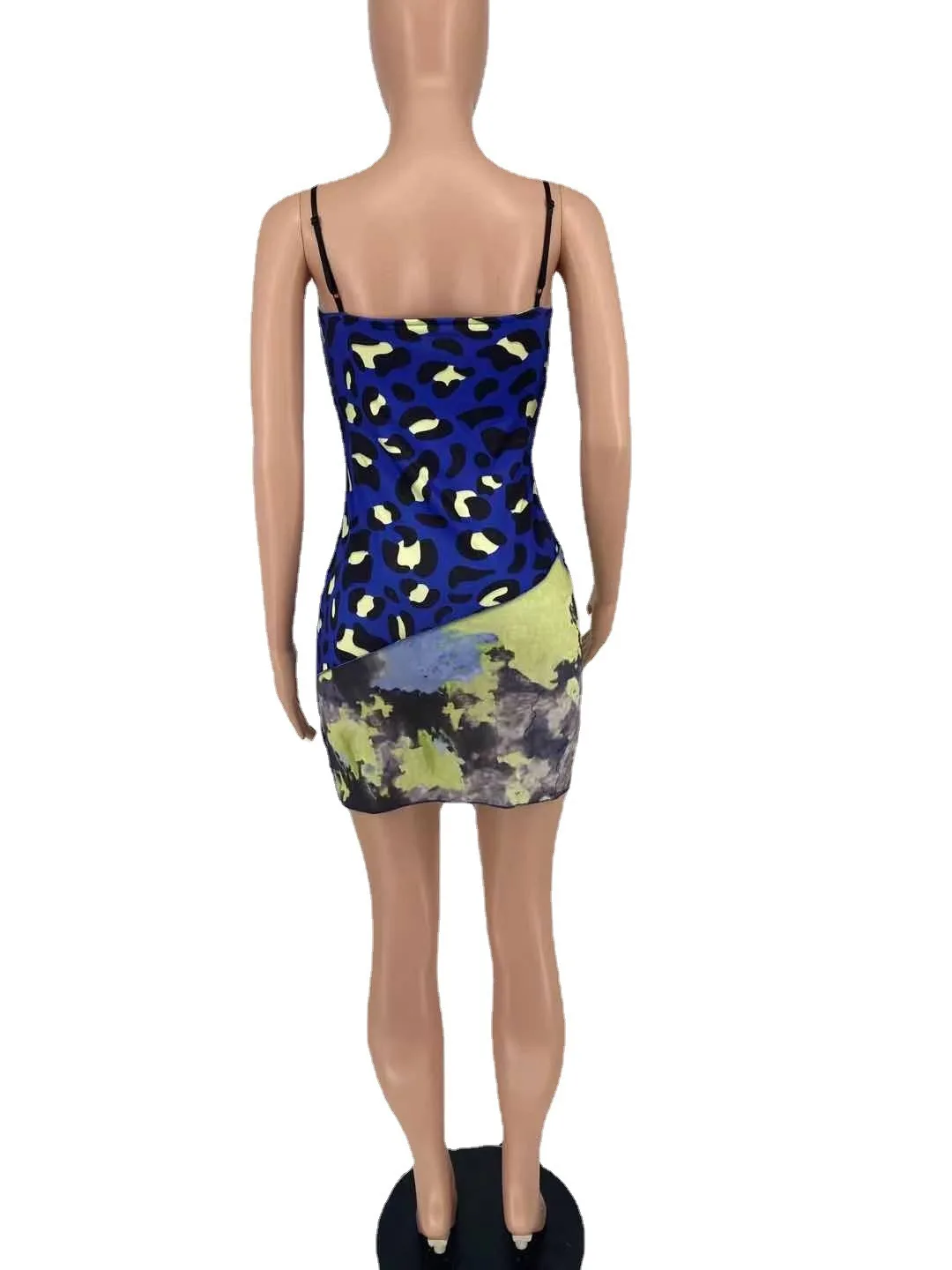 

2021 New Arrival Women Sexy & Club Sheath Print Sleeveless None Above Knee, Mini Spaghetti Strap Bodycon Dress