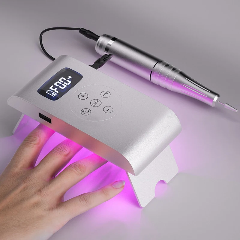 

Электрическая машина для сверления ногтей 35000 RPM Маникюрная лампа 2IN1 Портативный перезаряжаемый гель для ногтей Бесщеточный полировщик с У...