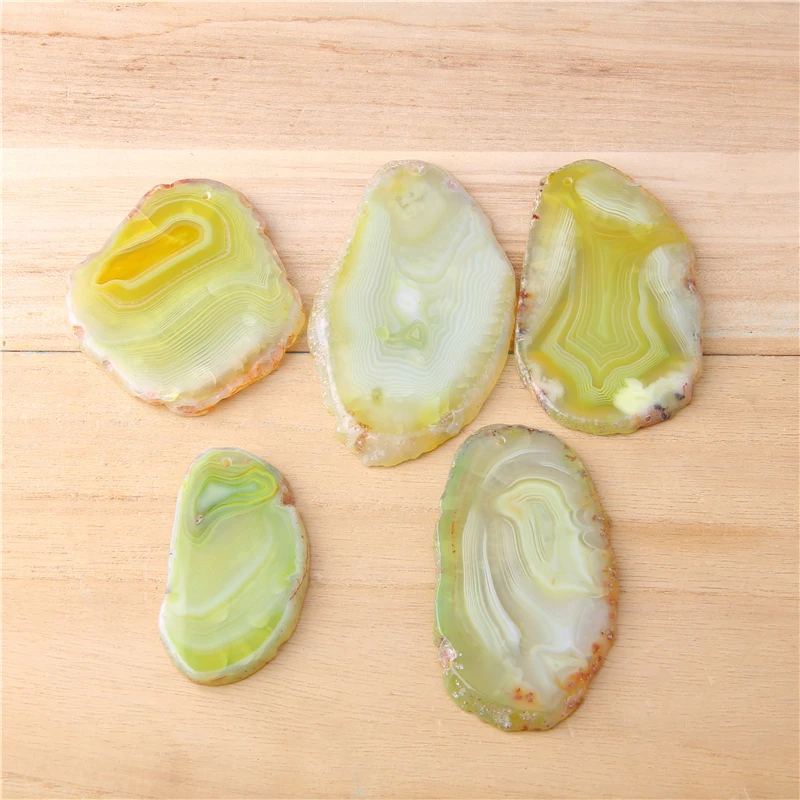 1 шт. Нерегулярные натуральный зеленый Агат ломтик каменные минералы Исцеление
