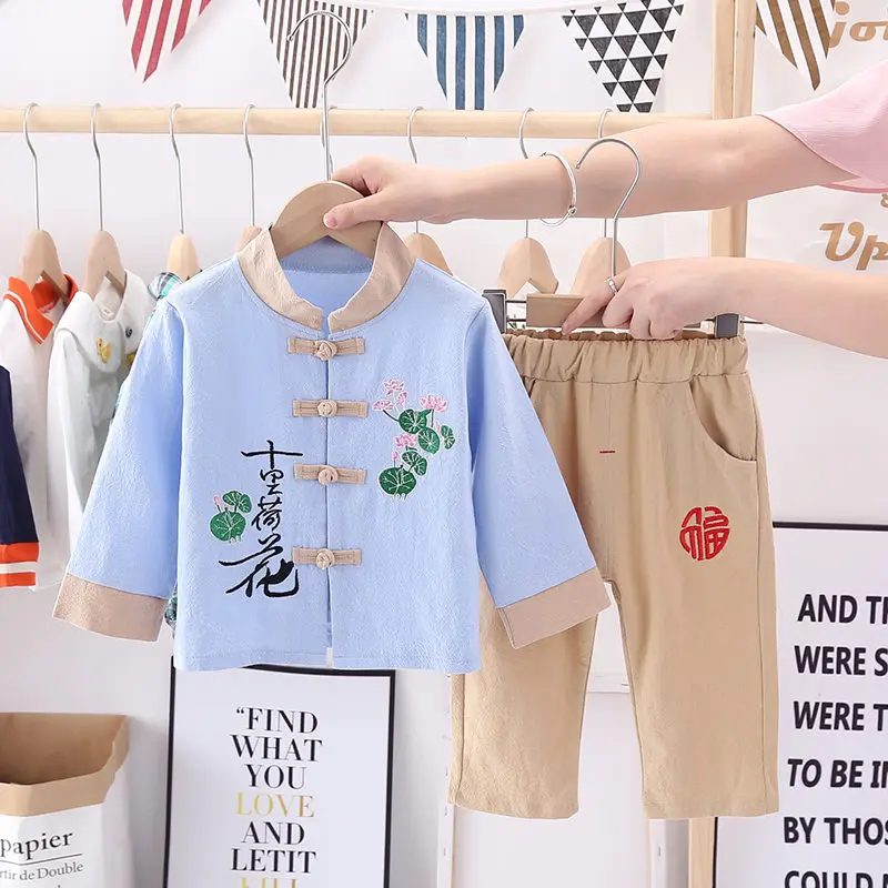 

Spring Autumn Children Cotton Out Clothes Baby Boys flower shirt Vest Pants 3Pcs/sets Infant Kids Fashion Toddler Tracksuits set