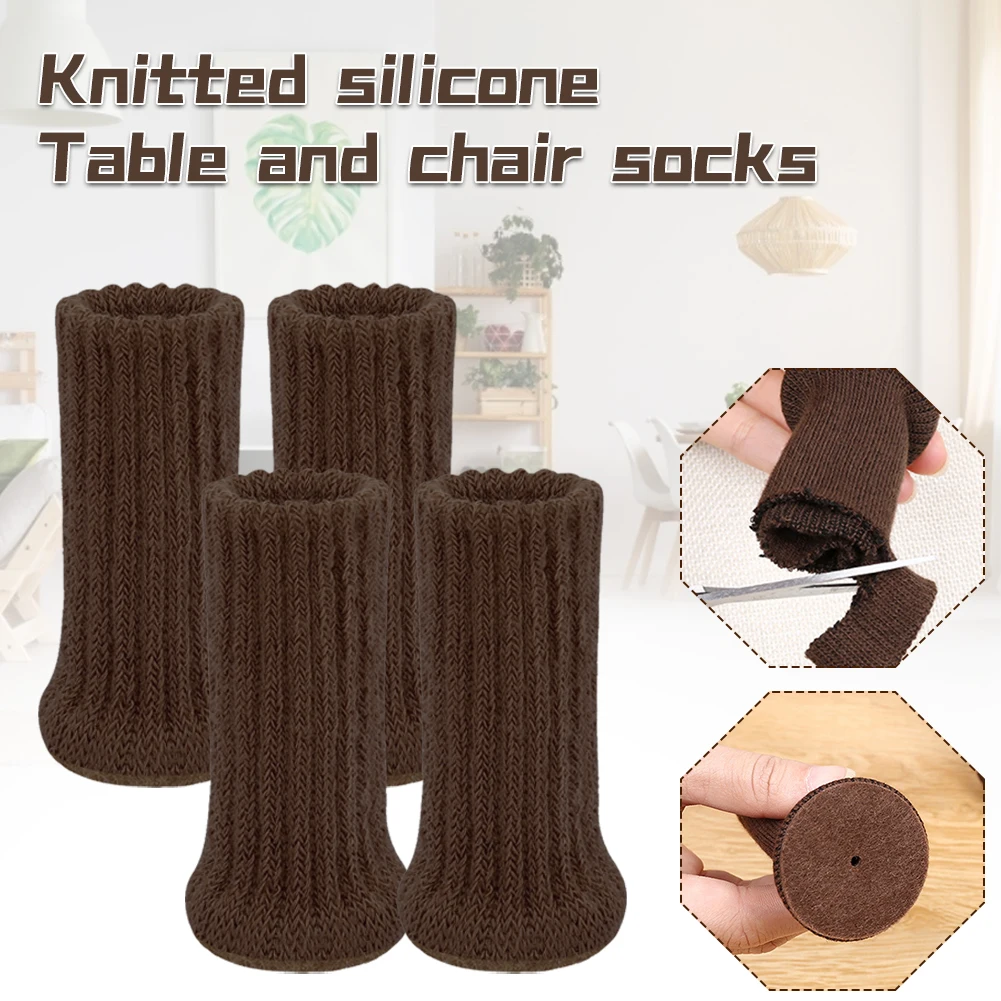

Home Furniture Chair Leg Sock Dark Brown Stretchy AntiSlip Chair Leg Hardwood Floor Protector Thick Chair Leg Cover Reduce Noise