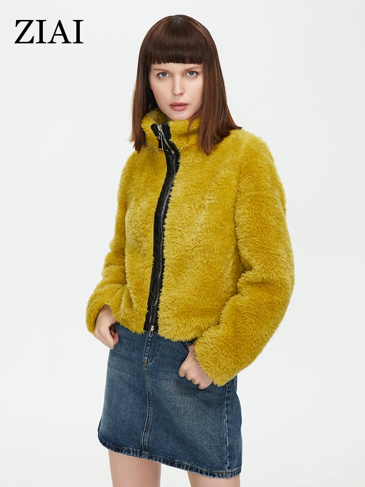 

ZIAI 2022 women's winter jacket Female Teddy Faux Fur Coat Autumn Furry Fake Leather Zipper Design Women Plush Overcoat ZN-8T034