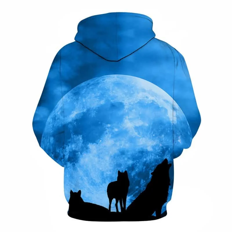 Новинка 2020 толстовки с 3D принтом Луны волка мужские брендовые Лоскутная уличная