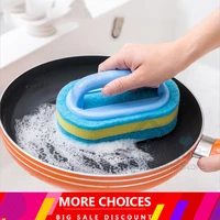 1pc blue multi function handles cleaning sponge brush kitchen cleaning bathroom toilet glass wall bath cleaner thickening sponge