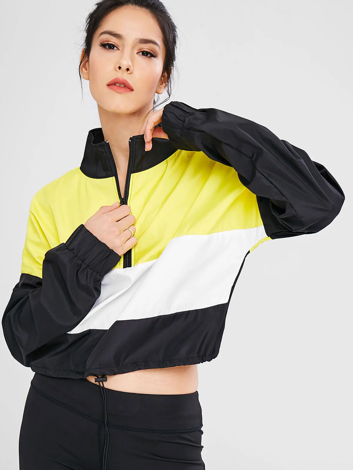 ZAFUL полумолния неоновый пуловер для спортзала спортивная куртка укороченный топ