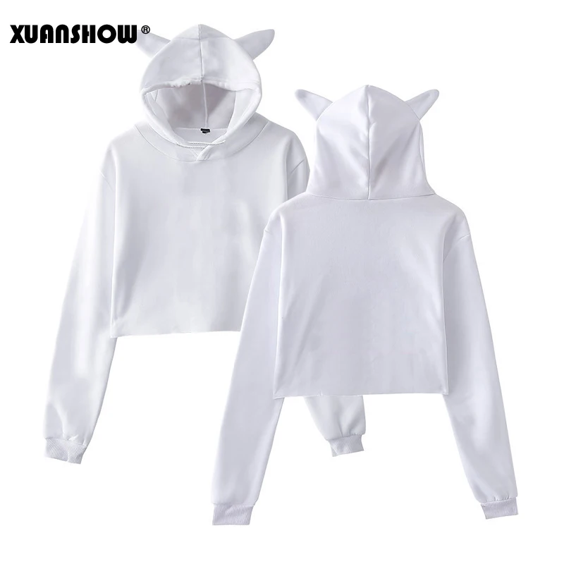 XUANSHOW сексуальный короткий Милый Толстовки женские Толстовки Длинный рукав BlackPink Kpop одежда Толстовка с капюшоном