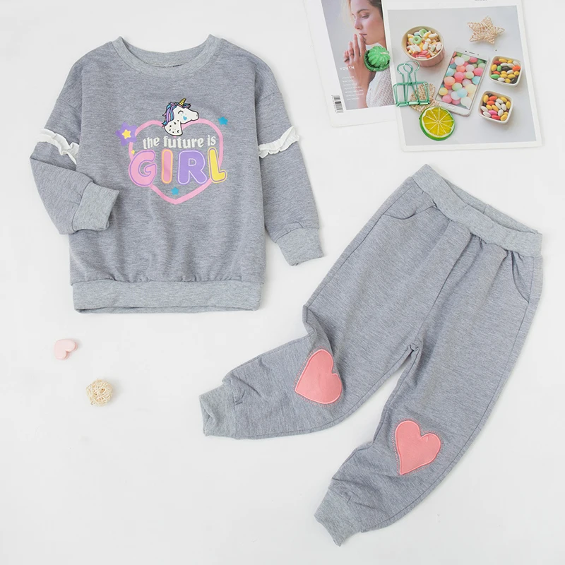 Children's Clothing 2021 Autumn Toddler Girls Clothes T-Shirt +Pant 2pcs Suit Kids Set Casual Tracksuit For Sets 2-7 Years | Детская