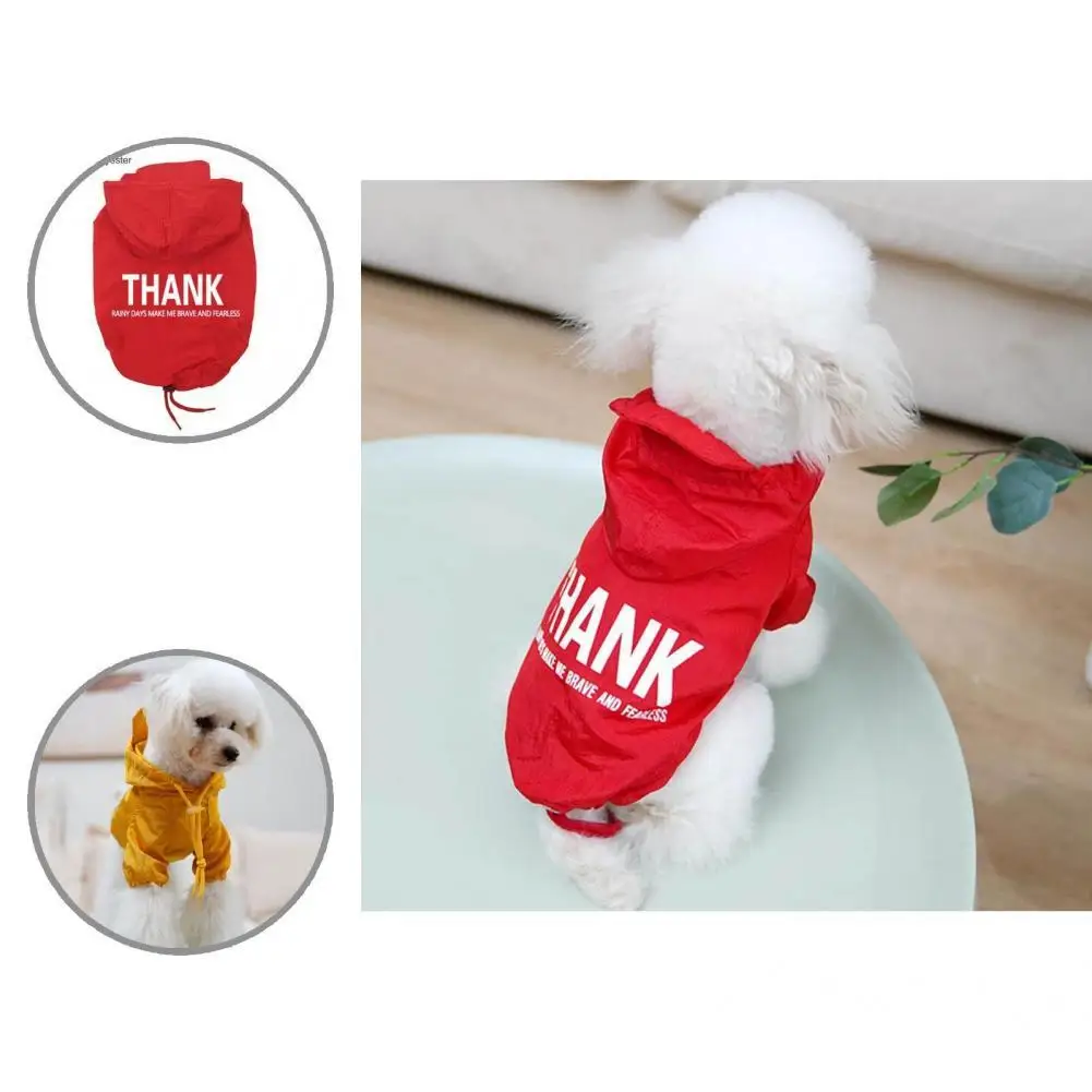 

Skin-friendly Stylish Cute Pet Puppy Hooded Rain Jacket Breathable Pet Rain Jacket Two-leg for Rainy Days