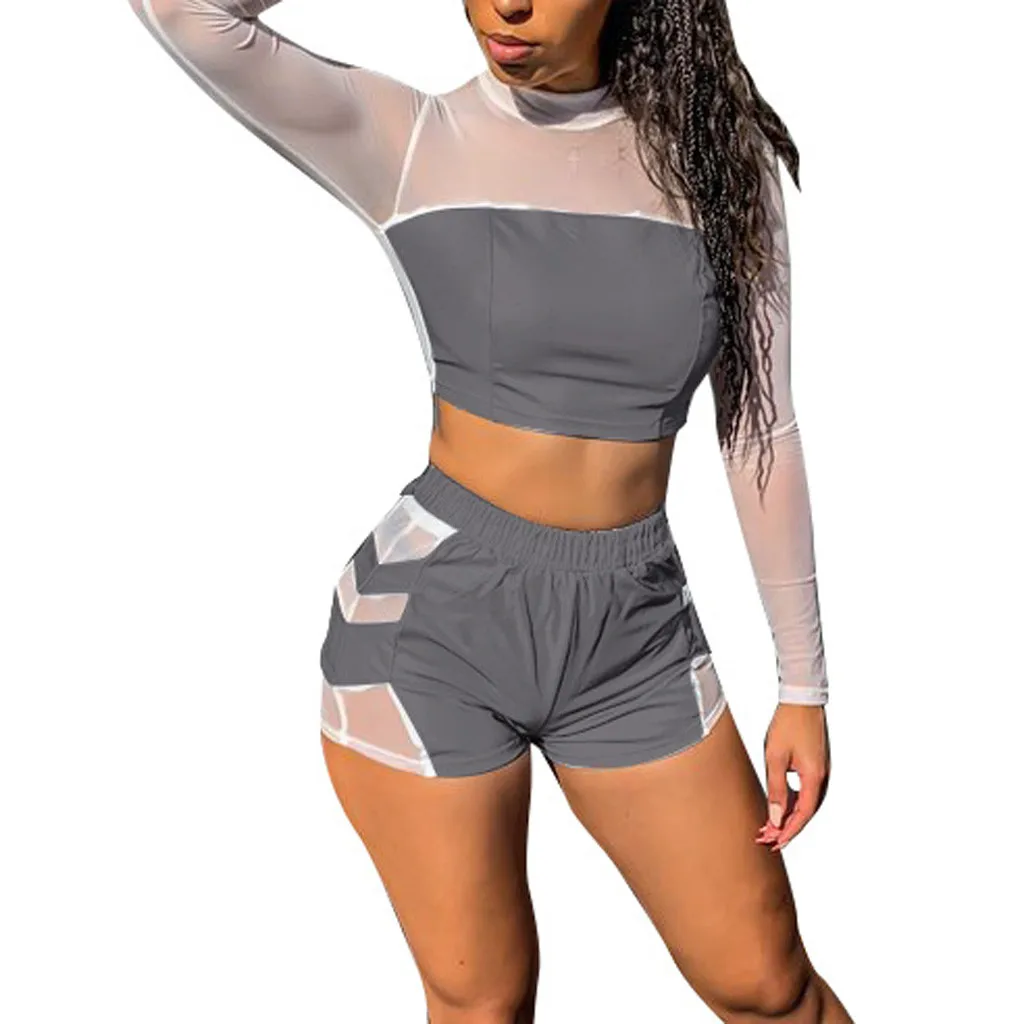 Зимний светящийся комплект для бега с длинным рукавом и штанами йоги Женский