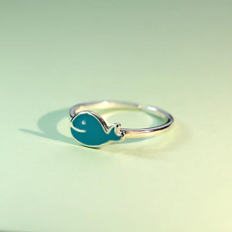 Trusta женское коктейльное кольцо из стерлингового серебра 925 пробы с голубым Китом