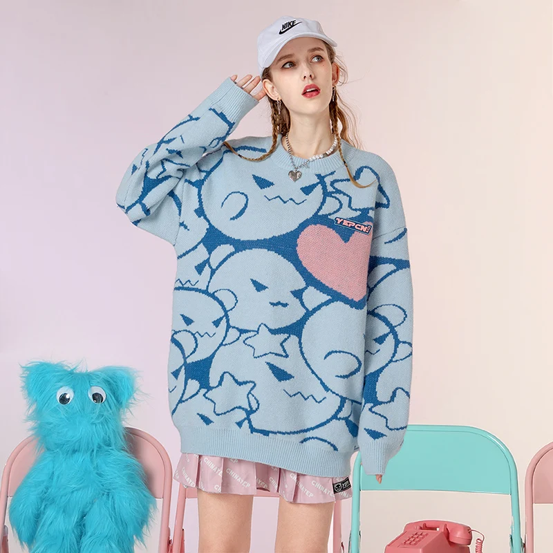 

Cartoon Little Bear Women's Sweater Jumper 2021 New Autumn Winter Clothes Women Sweater Oversize Pullover Print Long Sleeve Top