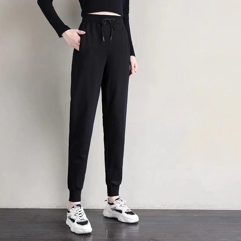 

Women's gray casual pants women's spring and summer 2021 new loose straight high waist drape casual footwear pants sweatpants