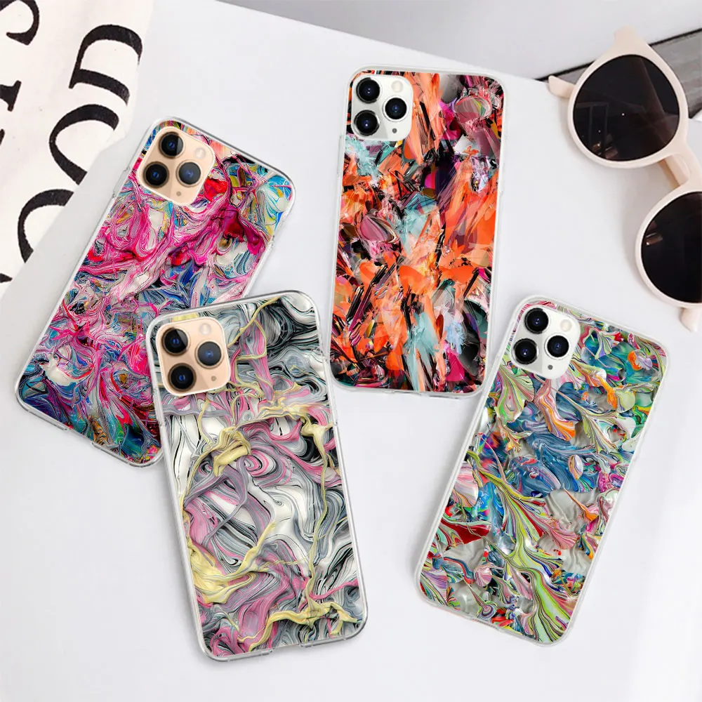 KISSCASE Silicone TPU Case For iPhone XR XS Max 7 8 6 6S Plus 5 5S SE Abstract Painting Phone Cover 11 Pro Shell | Мобильные