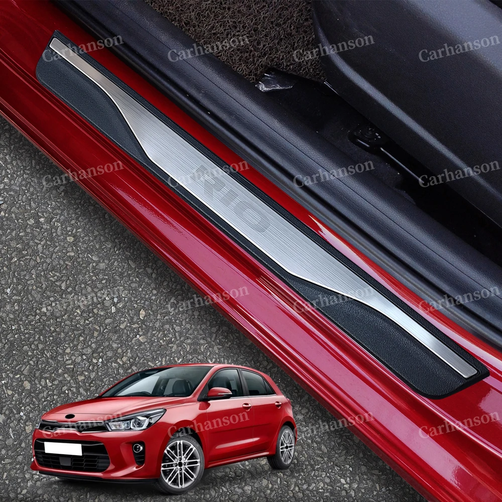 

Защитная Накладка на порог для Kia Rio 3 4, Стайлинг автомобиля, аксессуары для педали, наклейка из нержавеющей стали 2015, 2017, 2019, 2014