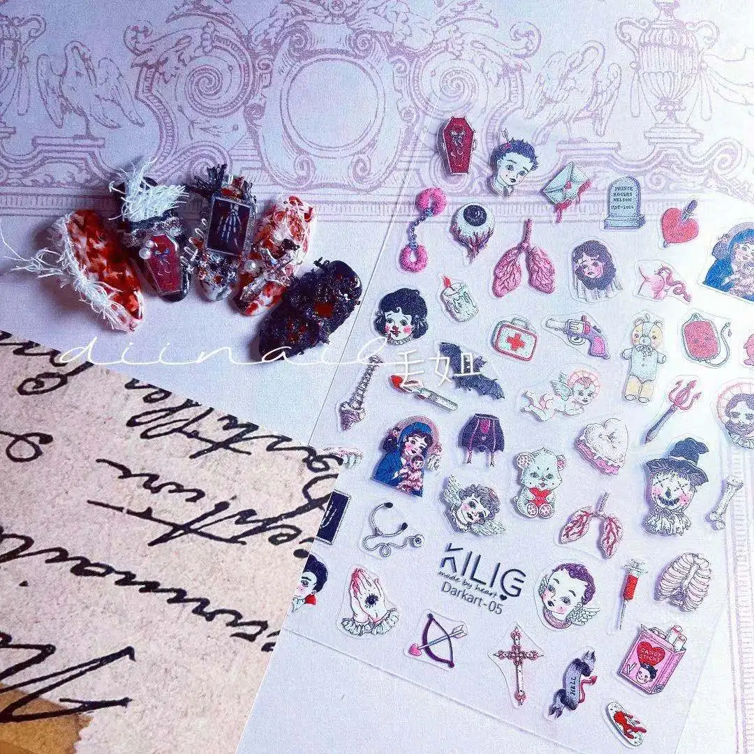 

tomoni stickers Diu sister KILIG cooperation Japanese nail stickers nail stickers embossed dark hand account stickers