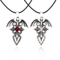 fashion new style devil wings cross alloy pendant necklace red white rhinestone inlaid ladies charm choke wholesale 2021