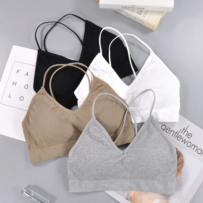 Женский Труба без спинки Топ бюстгальтер пуш-ап топы для фитнеса однотонный