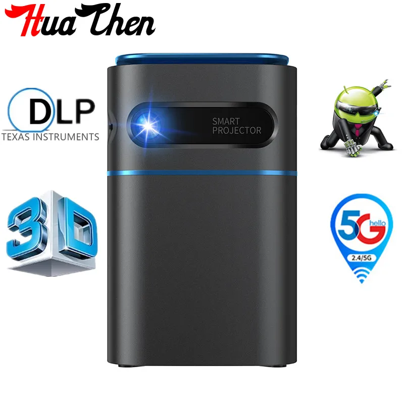 

D042 Домашний Мини сенсорный бесшумный проектор Android 8. 0 Wifi2.4/5G, BT5.0, DLP поддержка 28 языков, умный 3D HD проектор