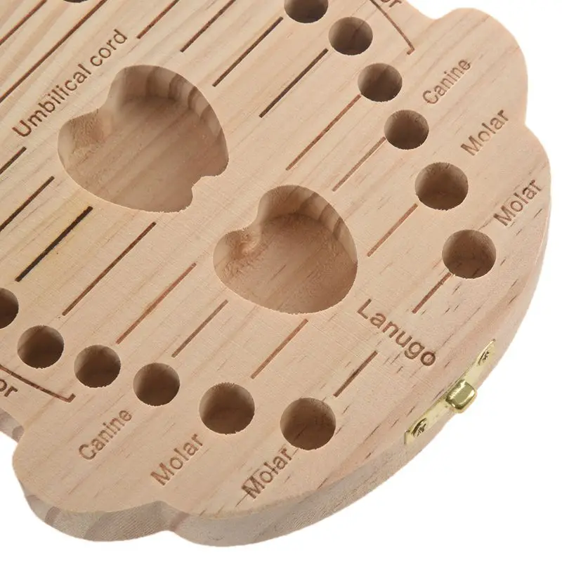 

New Kids Tooth Box Organizer For Baby Save Milk Teeth Wood Storage Box
