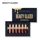 BEAUTY GLAZED 6 шт.компл. матовый блеск для губ, макияж бархатная пикантная однотонная обувь, красный, бежевый, длительный Водонепроницаемый мягкая помада комплект вечерние подарок косметика