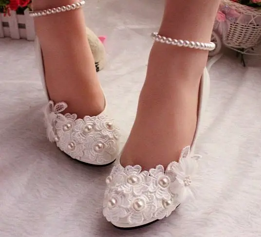 

9CM high heels ivory lace pearls bridal pumps shoes ankle elastic beading straps bridal brides wedding party dinner pumps shoes