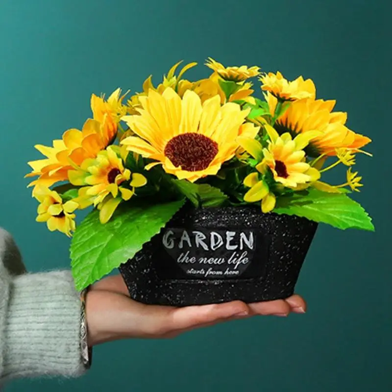 Букет подсолнухов Шелковый цветок высокого качества искусственный в горшке