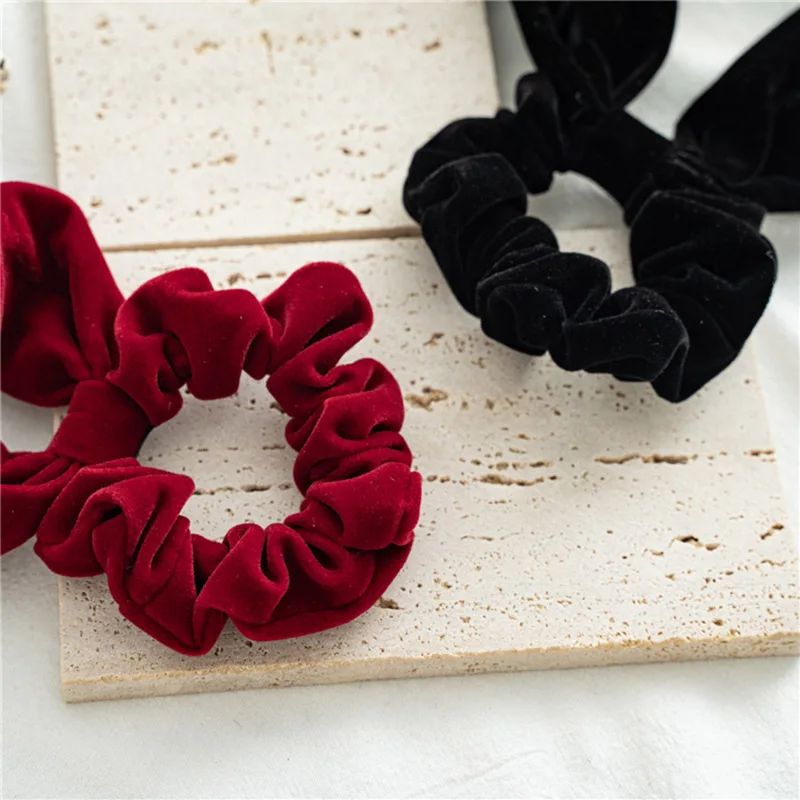 

Velvet Ribbon Scrunchies Elastic Hair Bands Vintage Bow Hair Rope Ties Long Streamers Ponytail Holder Hair Ring Hair Accessories