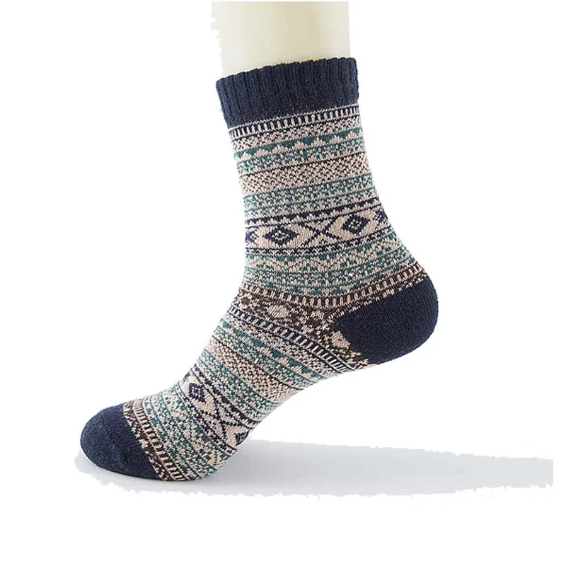 Мужские зимние полосатые теплые толстые шерстяные носки хлопковые meias смесь