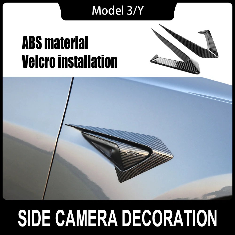 

2Pcs Carbon Fiber Car Side Camera Turn Signal Camera Cover Protective Sticker for Tesla Model 3/Y 2021 Model 3 2018 Accessories