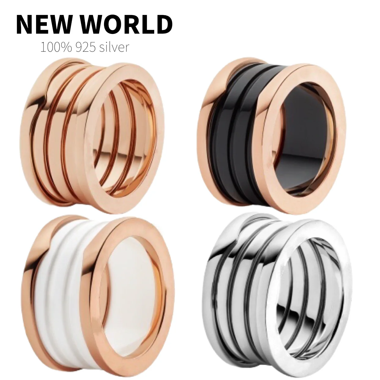 

Original Brand Female Male Ttanium Steel Ring White Black Ceramic BV Ring Spring Wedding Replica Ring Huanbao Couples