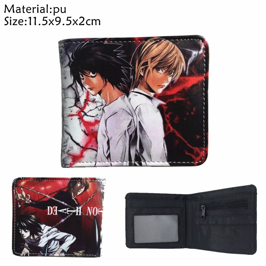 C Кожаный кошелек с рисунком аниме «Death Note L», короткий, двойной, держатель для карт, для фотографий, из искусственной кожи, для мальчиков и девочек, карман для монет на молнии, кошельки с мультипликационным принтом, подарок - Цвет: C