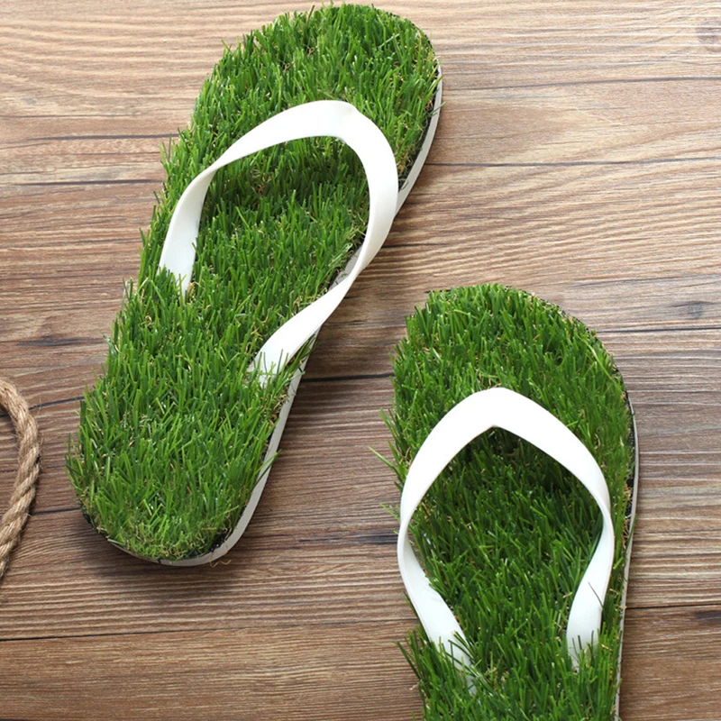 

Lawn Flip-Flops for Men Women 2020 Summer Fashion Simulation Personality Grass Slippers Couple Models Outdoor Beach Shoes Men