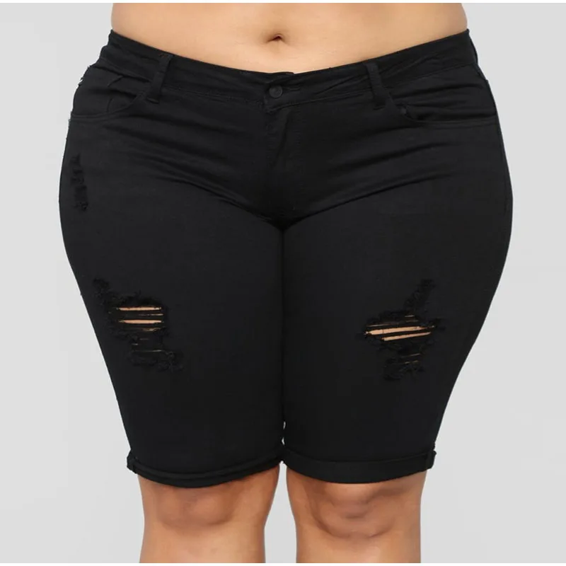 Шорты женские рваные с дырками повседневные приталенные потертые штаны