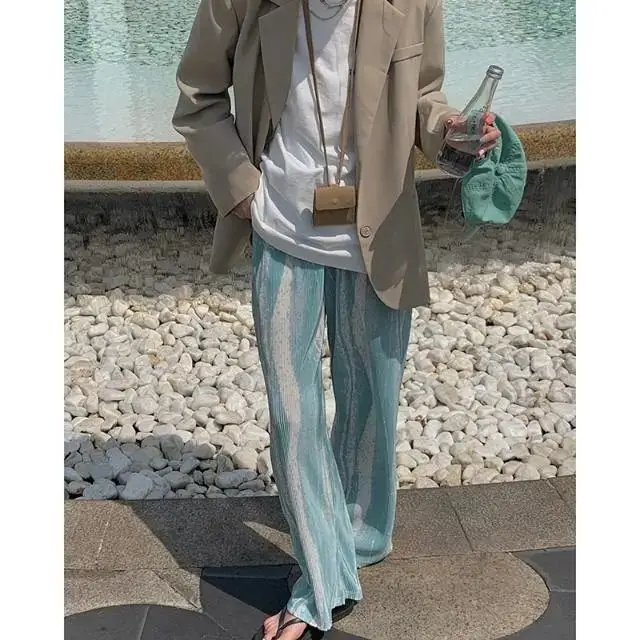 

Tie dyed wide leg pants women's summer new loose straight net red thin casual pants with high waist and thin drape