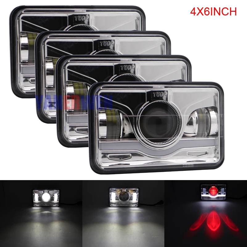 4 шт. 4X6'' светодиодный головной светильник скрытый Светильник лампы фары DRL