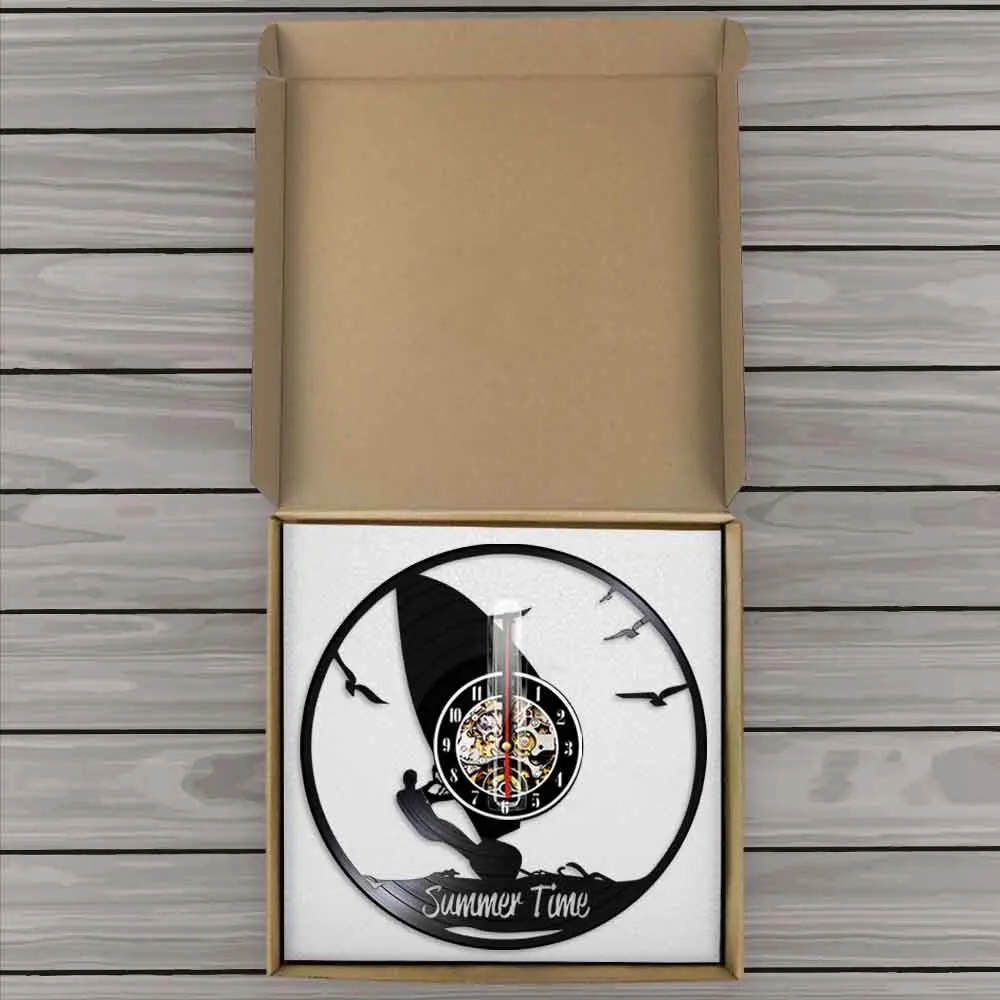 Летние 3D настенные часы для серфинга пляжа виниловая запись индивидуальный