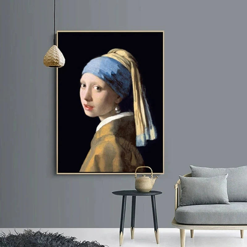 Европейский стиль девушка Vermeer персонаж ношение жемчуга Серьги масляная