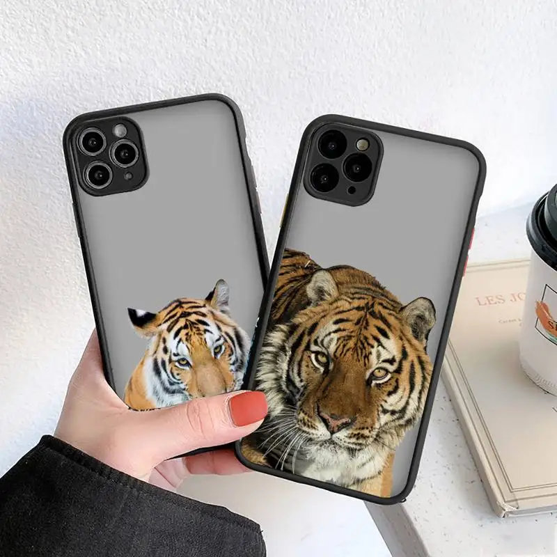 

Tiger Phone Case For iphone 12 11 8 7 plus mini x xs xr pro max matte transparent cover