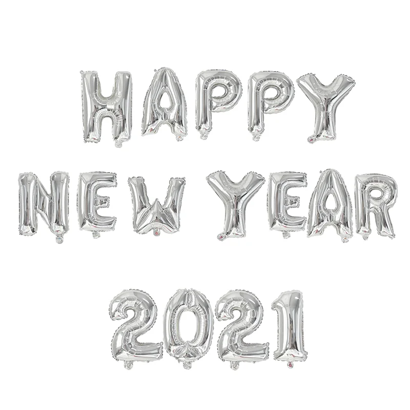 

1Set Happy New Year 2021 Number Balloon Rose Gold Silver Foil Helium Confetti Baloons Home Christmas New Year's Eve Decorations