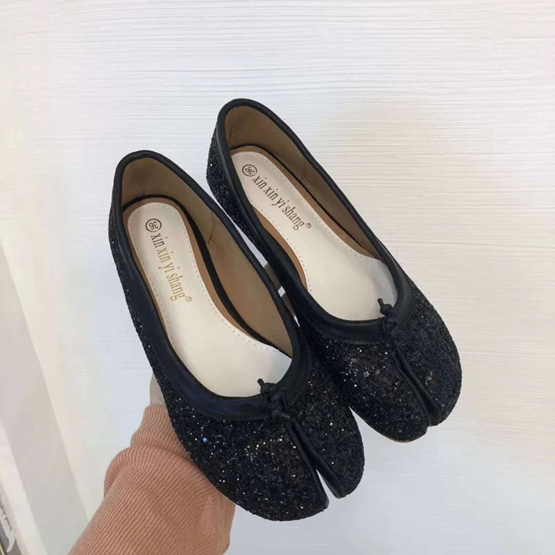 Женские туфли в японском стиле tabi ниндзя bling с закрытым носком Туфли без задника