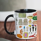 Новинка 2022, кофейные кружки для ТВ-шоу для друзей, черная, розовая керамическая чайная кружка, подарок для лучших друзей, чашка для молока, рождественский подарок, кружка